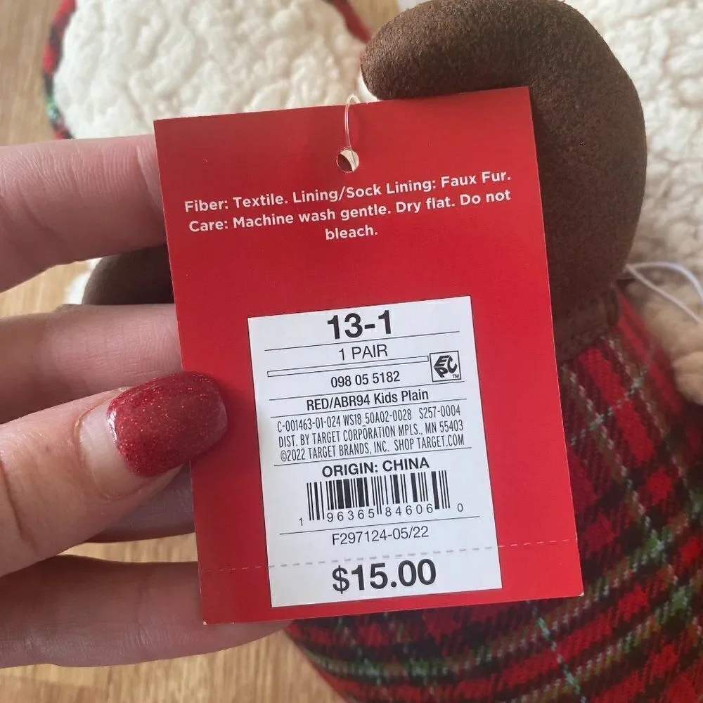 Wondershop Kids Reindeer Plaid Plain Slippers
